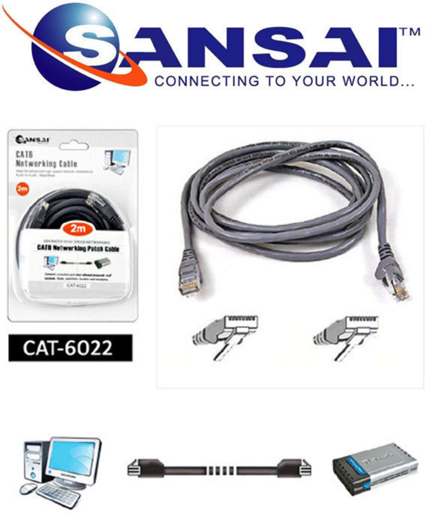 SANSAI Cat-6 Network Cable 2m image 1